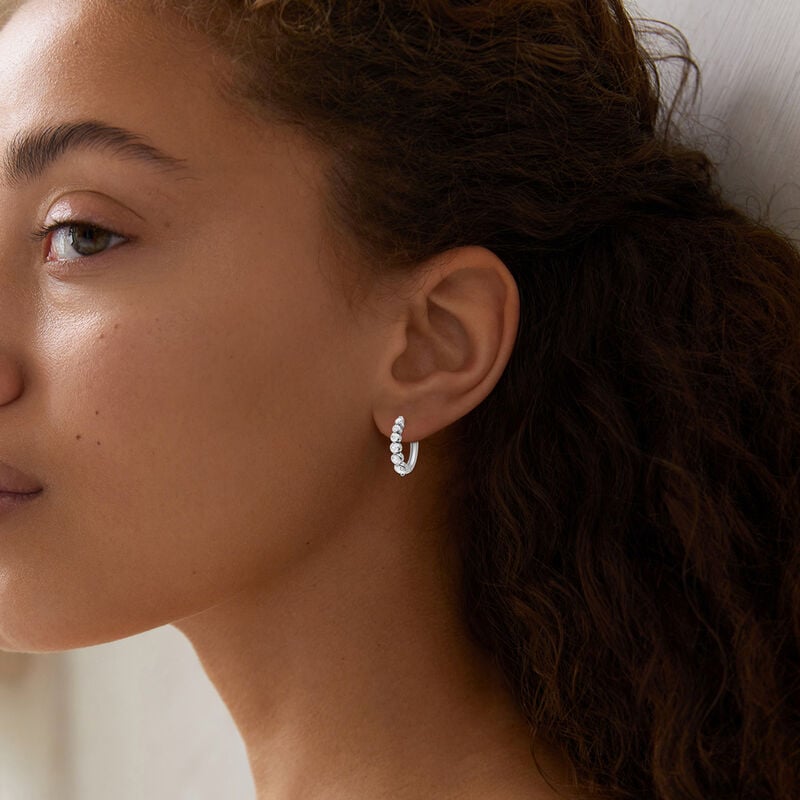 Lab Grown Diamond 2ctw. Graduated Hoop Earrings in 10k White Gold image number null